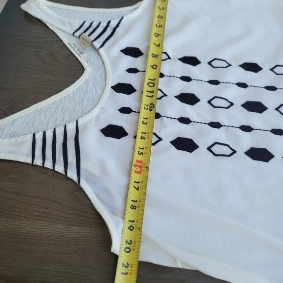 NWT Lucky Brand Boho Embroidered Tank Top Black Cream Sleeveless Cotton Modal XL - Picture 12 of 13